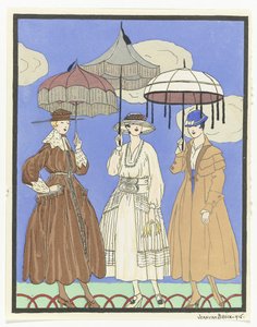 Tre paraplyer Tre kvinnor med paraplyer, 1916 av Jan van Brock