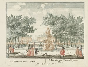 Venusfontänen i den stora trädgården på Het Loo-palatset Gesichte van het Famous Loo som andra kungahus (serietitel) Admirandorum quadruplex spectaculum (serietitel)