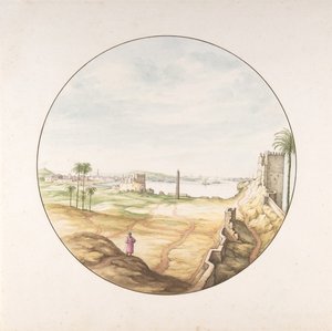 Utsikt över obelisken av Thutmosis III sett från Alexandrias murar, sent 1600-tidigt 1700-tal av Jan van Call