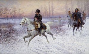 Napoleon i spetsen för en trupp kavalleriet,
