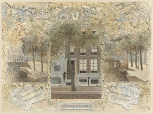 Hus på Leliegracht, flankerat av broarna över Prinsengracht och Keizersgracht av Jan van Essen