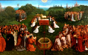 Lammets tillbedjan från Ghent-altartavlan av Jan van Eyck