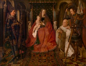 Madonnan omgiven av Sankt Göran, Sankt Donatianus av Reims och donatorkaniken Van der Paele av Jan van Eyck