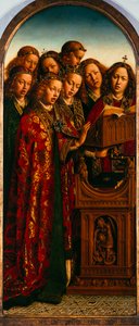 Gents altartavla. Adoration of the Mystic Lamb: Singing angels, 1432. av Jan van Eyck