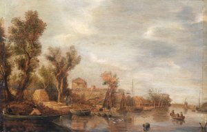 flod vy av Jan van Goyen (follower of)