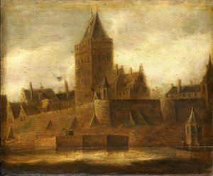 Utsikt över Valkhof i Nijmegen av Jan van Goyen (manner of)
