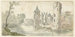 Utsikt över Egmonds slott av Jan van Goyen (possibly)