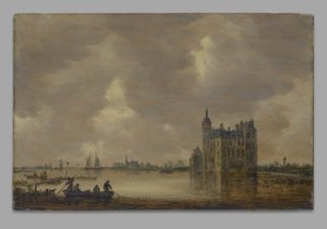 Ett slott vid en flod av Jan van Goyen