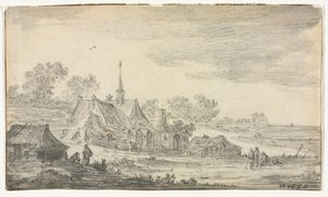 Grupp av byggnader på en strand