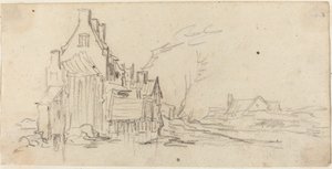 Hus vid en väg av Jan van Goyen