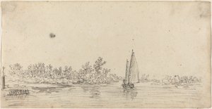 Segelbåt på en mynning av Jan van Goyen
