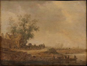 Stoppet framför värdshuset av Jan van Goyen