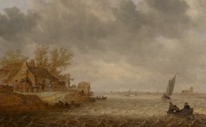 Utsikt över Dordrecht från Papendrecht av Jan van Goyen