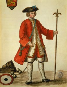 En artilleriman från Venedigs flotta i uniform, hämtad från Venicens kostymer av Giovanni di Grevembroch (1731-1807) Akvarell av Jan van Grevenbroeck