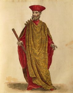 Capitano Generale Da Mar (generalkapten för flottan) av Serenissima Republiken Venedig, av Jan van Grevenbroeck eller Giovanni Grevembroch (1731-1807), Gli Donne de Veneziani, från illustrerad kostymbok, akvarell av Jan van Grevenbroeck