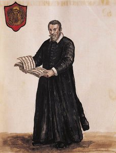 Claudio Monteverdi (penna & bläck och wc på papper) av Jan van Grevenbroeck