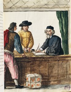 Framstående köpman, illustration från illustrerad bok med venetianska dräkter, av Jan Grevenbroeck (1731-1807), akvarell, Italien av Jan van Grevenbroeck