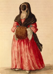 Moretta, venetiansk mask, akvarell av Giovanni Grevembroch, Italien