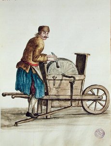 Venetiansk knivslipare (penna, bläck & wc på papper) av Jan van Grevenbroeck