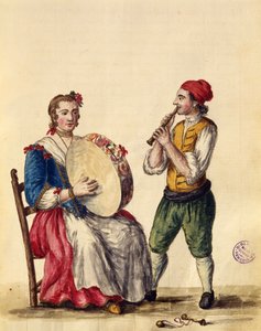 Venetiansk musiker (penna & bläck och wc på papper) av Jan van Grevenbroeck