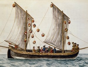 Venetiansk båt prydd för Frälsarens högtid, av Jan Grevenbroeck (1731-1807), akvarell, Italien av Jan van Grevenbroeck
