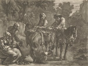 Plundrare, rånar en bonde och hans fru