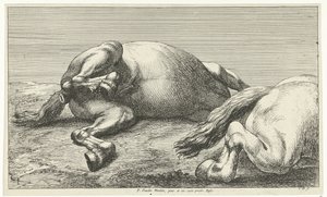 Två fallna hästar, den högra sett från sidan Fallen Horses (serietitel)