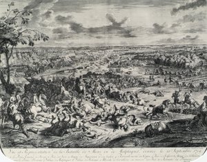 Stridsscener från: Dumont et Rousset, Histoire militaire du Prince Eugene (1663-1736), serie om åtta gravyrer av Jan van Huchtenburgh