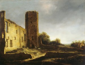 Ruinerna av slottet Egmond aan den Hoef nära Alkmaar av Jan van Kessel