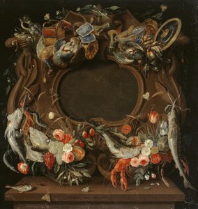 Medaljongens ram med en allegorisk avbildning av de fyra elementen av Jan van Kessel the Elder