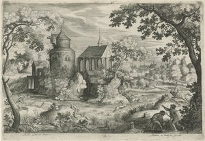 Rådjursjakt vid ett kapell av Jan van Londerseel