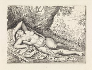 Sover Diana i landskapet av Jan van Neck