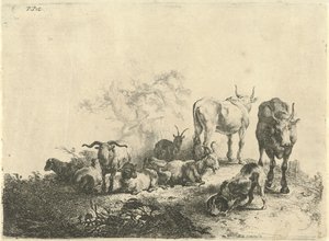 Landskap med boskap och en mjölkpiga av Jan van  Noordt