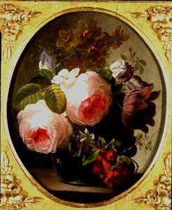 Rosor och andra blommor i en vas av Jan van Os