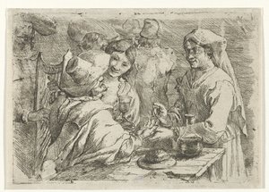 Spåkvinna med en kund av Jan van Ossenbeeck
