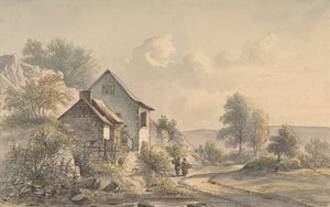 Byscen med figurer, 1800-talet.