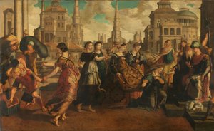 Salomo och drottningen av Saba av Jan van Scorel (circle of)