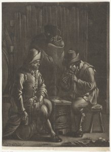 Kortspelare runt en tunna av Jan van Somer