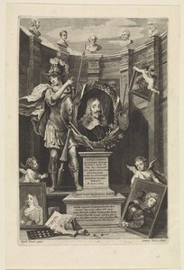 Porträtt av ärkehertig Leopold William av Österrike som konstsamlare Theatrum Pictorium (serietitel) Titelsida för: David Teniers, Theatrum Pictorium, 1658