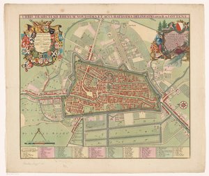 Plattgrund från staden Utrecht Den senaste och mest exakta ritningen av staden som korsar Rhen (titel på objekt)