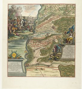 Slag bij Höchstädt, 1704 Plan för den härliga striden given den 13 augusti nära Hochstett vid Donau (...) (titel på objekt)