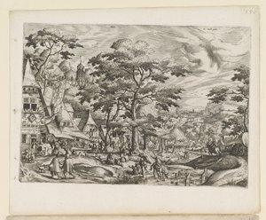 Landskap med byscen av Jan van and Doetechum Lucas van and Bol Hans Doetechum the elder