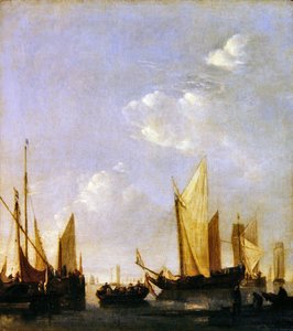 Sjöfart förankrat i ett lugnt hav, ca 1650 (olja på panel)