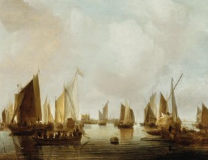 Nederländska: Fartyg i en flodmynning En Sea-Port