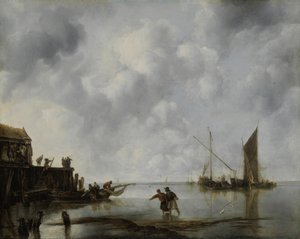 Fiskebåtar i ett lugn, 1651.