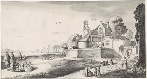 Blekningsfält för en fästning Playsante landskap och roliga ansikten (serietitel) av Jan van de Velde (II)