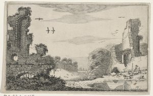Herder vid en ruin Ruiner (serietitel) (serietitel) av Jan van de Velde (II)
