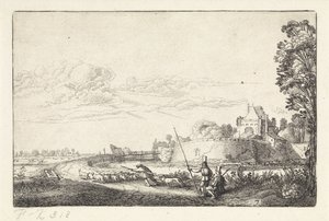 Landskap med Zijlpoort i Haarlem Landskap (serietitel) Amenissimae aliquot requculae (serietitel) av Jan van de Velde (II)