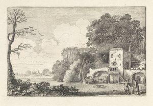 Landskap med avskedandet av Hagar och Ismael Landskap (serietitel) Amenissimae aliquot requculae (serietitel) av Jan van de Velde (II)