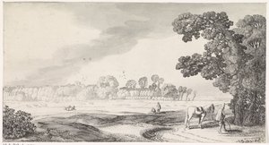 Beteslandskap med platsende man Playsante lantschappen end vermakelycke views (serietitel) av Jan van de Velde (II)